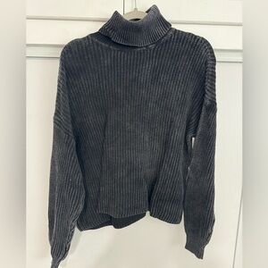 Washed Black knit turtleneck sweater